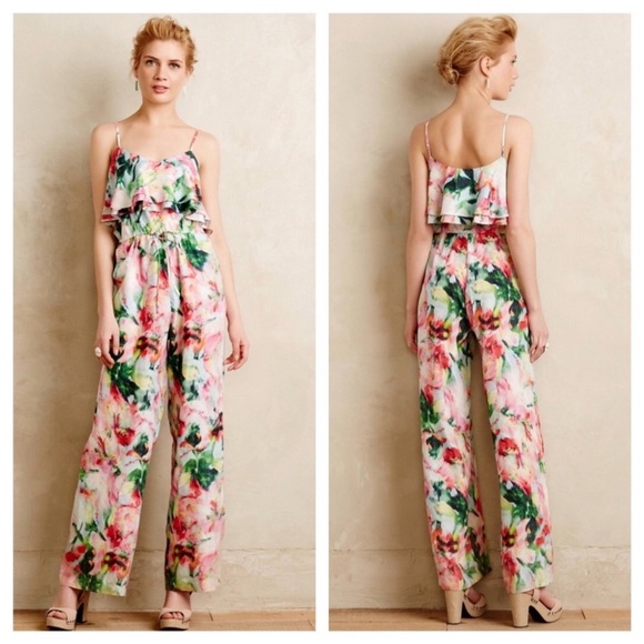 Anthropologie Pants - Anthropologie Fleur Wood Silk Ikebana Romper